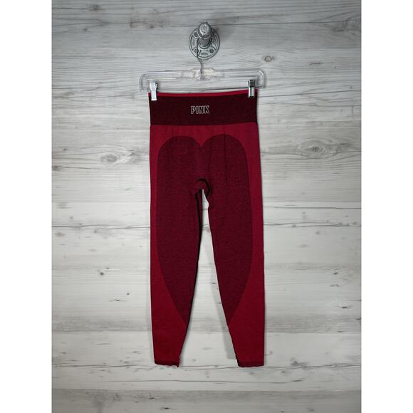 PINK Victoria's Secret Leggings Womens Small Red Seamless Heart Panel High Rise - Picture 5 of 9